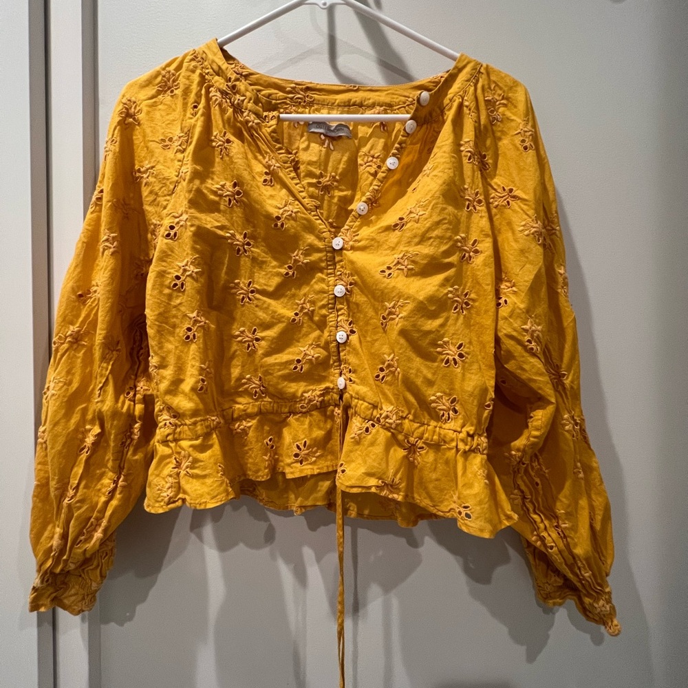 OUTERKNOWN Yellow Blouse w/ flowers